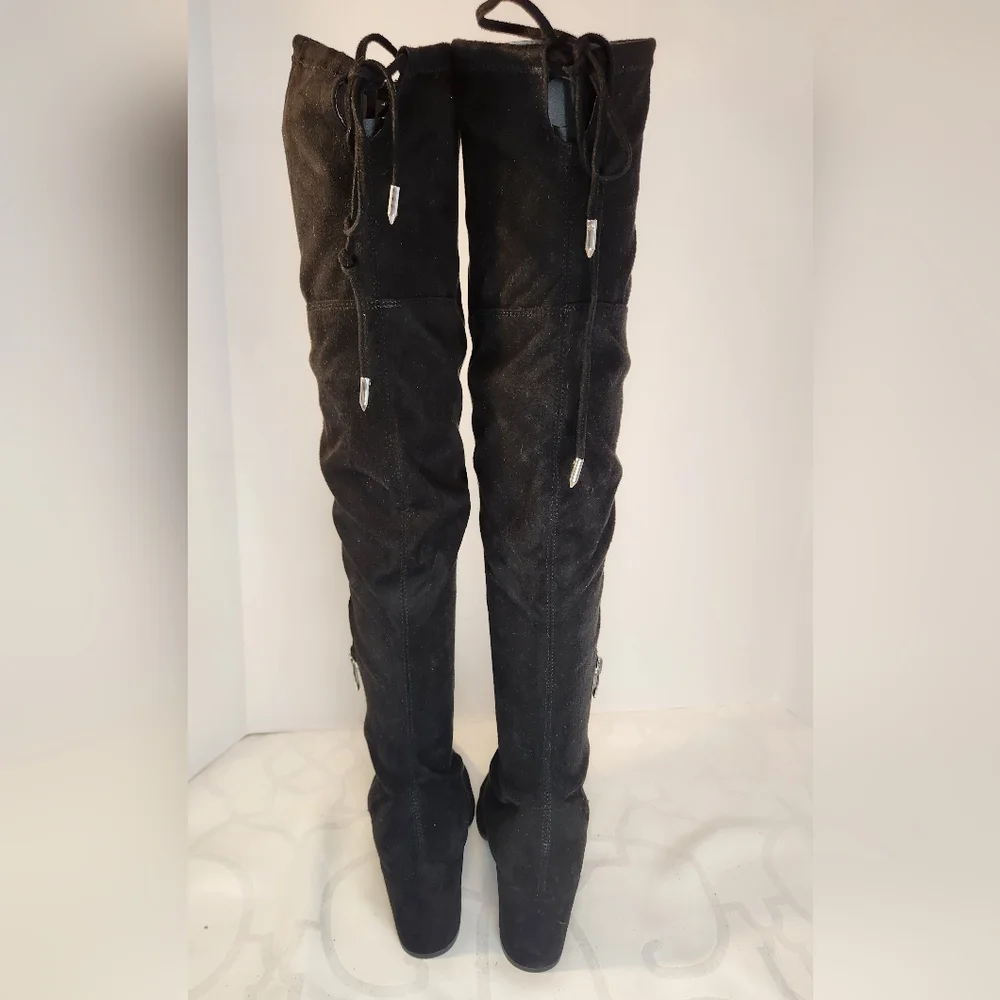 Marc Fisher Black Suede Over-the-Knee Boots Size 10